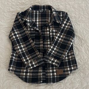 Kids Plaid Button Down Shirt - Black, White, and Brown